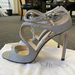Jimmy Choo Champagne Glitter Sandals - "Lance"